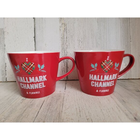 I heart Hallmark channel flannel mug Xmas collectible set kitchen - Picture 1 of 6
